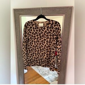 Cynthia Rowley Brown Leopard Print Sweater
